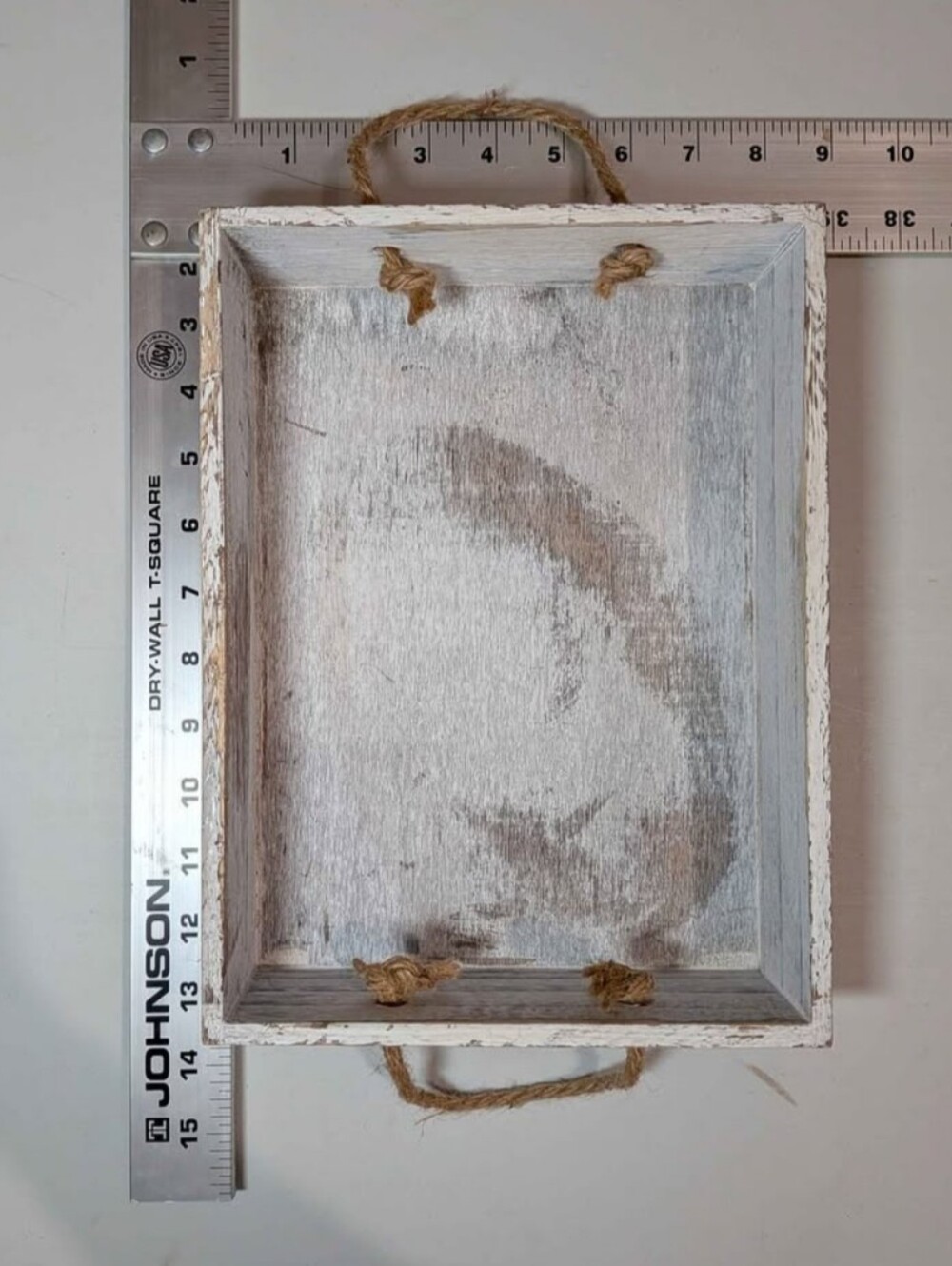 Whitewashed Wood Rectangular Box With Rope Handles - Picture 4 of 4